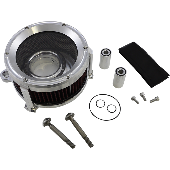 Trask Assault Charge high-flow air cleaner with velocity stack and hidden breather for Harley-Davidson Dyna Touring and Softail motorcycles