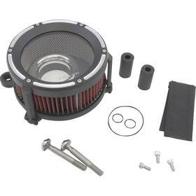Trask Assault Charge high-flow air cleaner with velocity stack and hidden breather for Harley-Davidson Dyna Touring and Softail motorcycles