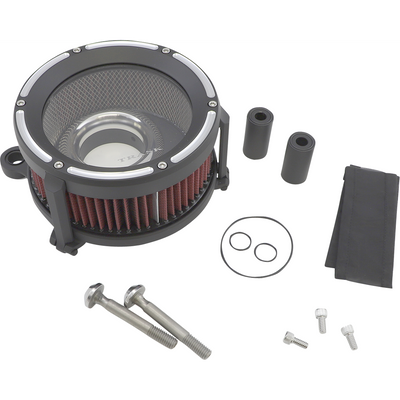 Trask Assault Charge high-flow air cleaner with velocity stack and hidden breather for Harley-Davidson Dyna Touring and Softail motorcycles