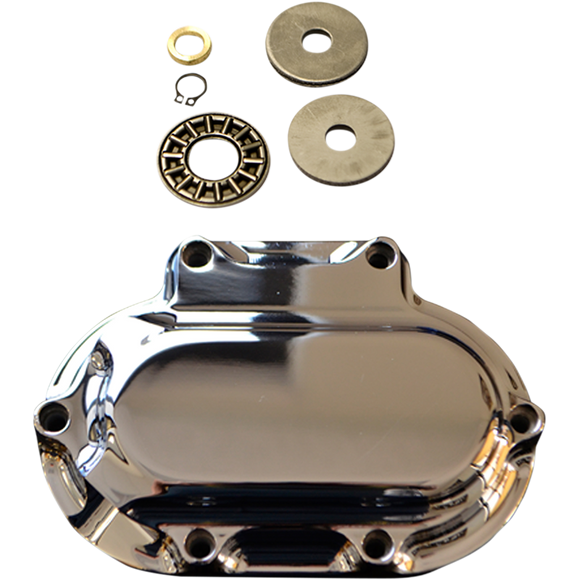 Trask chrome hydraulic clutch side cover for Harley-Davidson cable to hydraulic conversion