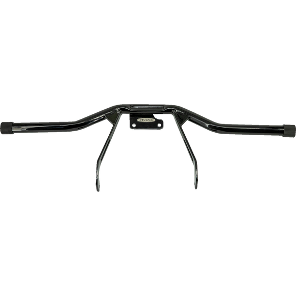 Trask Assault engine guard with black finish and Delrin sliders for Harley Touring