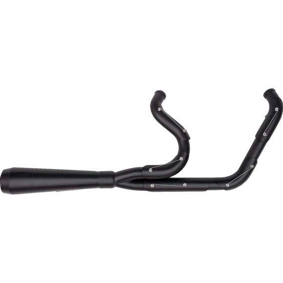 Trask Assault 2-into-1 exhaust system with wire-tied heat shields for Harley Softail