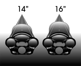 Image showcasing the difference between 14" and 16" TXR Windscreen