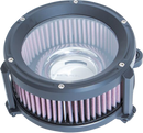 Trask Assault Charge high-flow air cleaner with billet aluminum backing plate and plexiglass cover for Harley-Davidson Touring and Softail