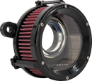 Trask Assault Charge high-flow air cleaner with billet aluminum backing plate and plexiglass cover for Harley-Davidson Touring and Softail