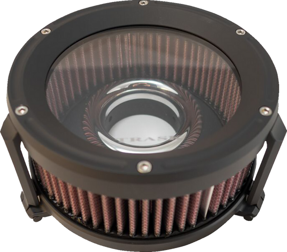 Trask Assault Charge high-flow air cleaner with velocity stack and hidden breather for Harley-Davidson Dyna Touring and Softail motorcycles