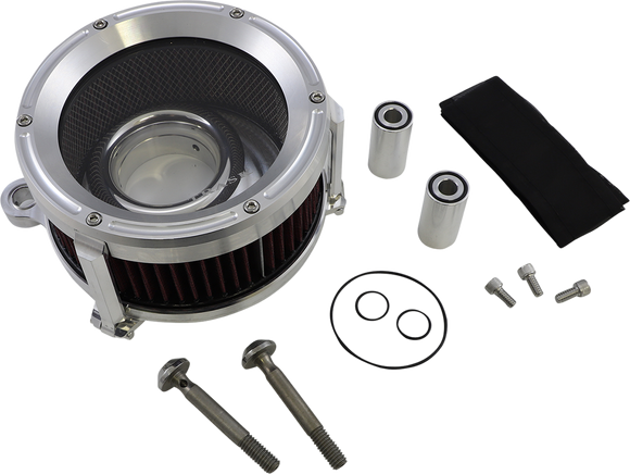 Trask Assault Charge high-flow air cleaner with velocity stack and hidden breather for Harley-Davidson Dyna Touring and Softail motorcycles