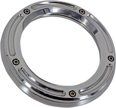 Trask Assault Derby Cover chrome with LEXAN window for Harley