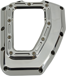 Trask Assault chrome transparent cam cover for Harley Twin Cam engines showing internal components