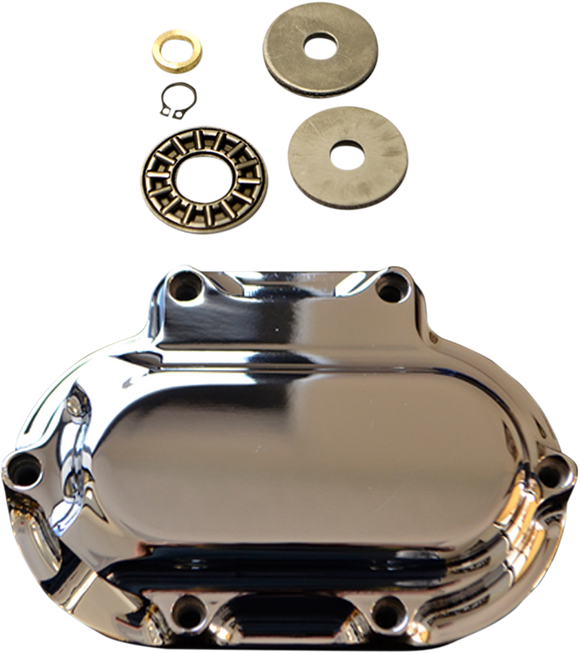 Trask chrome hydraulic clutch side cover for Harley-Davidson cable to hydraulic conversion