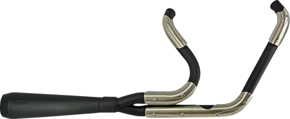 Trask Assault 2-into-1 exhaust system with wire-tied heat shields for Harley Softail