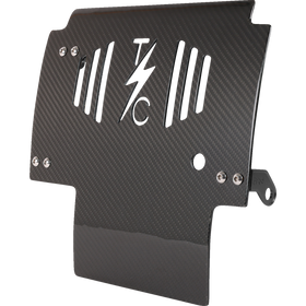 Thrashin Supply Co. woven carbon fiber skid plate with anodized billet aluminum brackets for 2024+ Harley-Davidson Touring