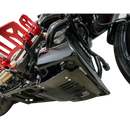 Thrashin Supply Co. woven carbon fiber skid plate with anodized billet aluminum brackets for 2024+ Harley-Davidson Touring