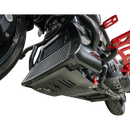 Thrashin Supply Co. woven carbon fiber skid plate with anodized billet aluminum brackets for 2024+ Harley-Davidson Touring