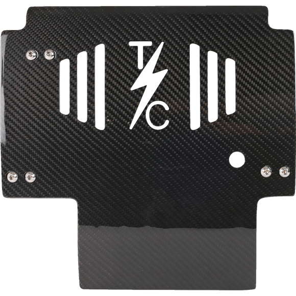 Thrashin Supply Co. woven carbon fiber skid plate with anodized billet aluminum brackets for 2024+ Harley-Davidson Touring