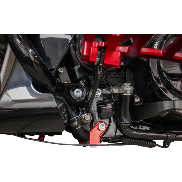 Thrashin Supply Co. woven carbon fiber skid plate with anodized billet aluminum brackets for 2024+ Harley-Davidson Touring