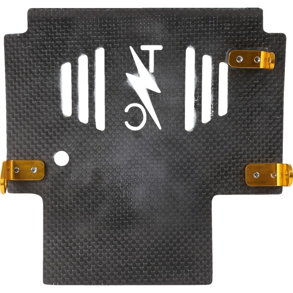 Thrashin Supply Co. woven carbon fiber skid plate with anodized billet aluminum brackets for 2024+ Harley-Davidson Touring