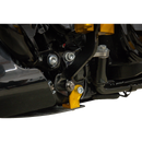 Thrashin Supply Co. woven carbon fiber skid plate with anodized billet aluminum brackets for 2024+ Harley-Davidson Touring