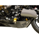Thrashin Supply Co. woven carbon fiber skid plate with anodized billet aluminum brackets for 2024+ Harley-Davidson Touring