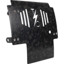 Thrashin Supply Co. woven carbon fiber skid plate with anodized billet aluminum brackets for 2024+ Harley-Davidson Touring