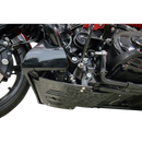 Thrashin Supply Co. woven carbon fiber skid plate with anodized billet aluminum brackets for 2024+ Harley-Davidson Touring