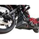 Thrashin Supply Co. woven carbon fiber skid plate with anodized billet aluminum brackets for 2024+ Harley-Davidson Touring