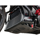 Thrashin Supply Co. woven carbon fiber skid plate with anodized billet aluminum brackets for 2024+ Harley-Davidson Touring