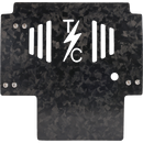 Thrashin Supply Co. woven carbon fiber skid plate with anodized billet aluminum brackets for 2024+ Harley-Davidson Touring