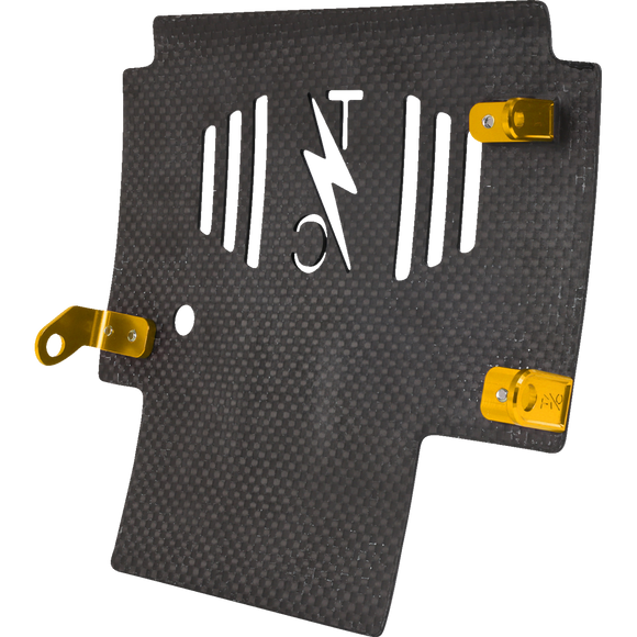 Thrashin Supply Co. woven carbon fiber skid plate with anodized billet aluminum brackets for 2024+ Harley-Davidson Touring