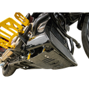 Thrashin Supply Co. woven carbon fiber skid plate with anodized billet aluminum brackets for 2024+ Harley-Davidson Touring