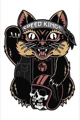 SPEED-KINGS CYCLE LUCKY CAT GARAGE BANNER