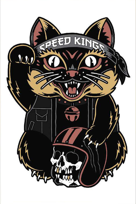 SPEED-KINGS CYCLE LUCKY CAT GARAGE BANNER