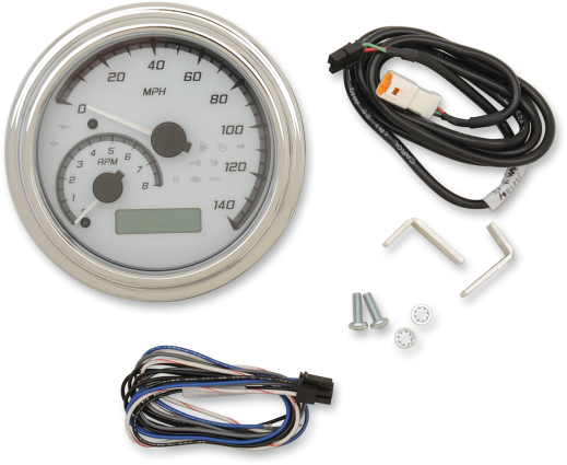 Dakota Digital 4-5/8" Tank Gauge System - White/Gray/Chrome Trim - 0